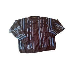 Protege Collection Sweater Blue 3D Textured Knit Vintage Crewneck XL Made in USA